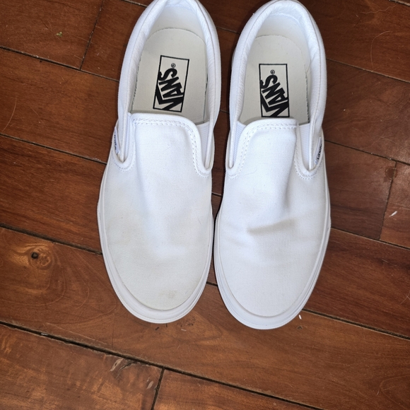 Vans Classic Slip-On Canvas Sneakers in White - Water Stained - Picture 8 of 9